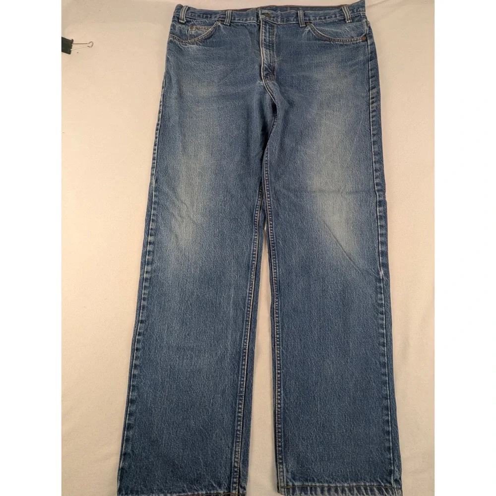 Levis 505 Mens 42x32 Orange Tab Reg Straight Leg Med Wash Blue Jeans 80'S Denim